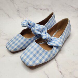 Journee Collection Seralinn Flats Blue Gingham Ballet Slippers Spring Women's 9